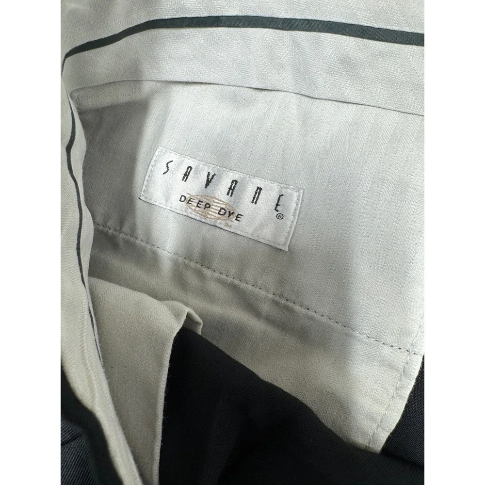 Savane Deep Dye Mens Pleated Dress Pants Black Cuffed Trousers 36x29